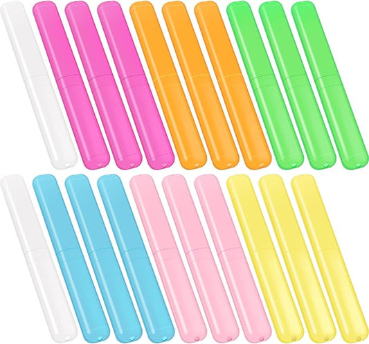 21 PCS Toothbrush Case, 7 Colors Plastic Toothbrush Storage Cases, Multiple Color Travel Toothbrushes Holder, Dust-Proof Portable Toothbrushes Travel Containers for Business Trip Home Camping