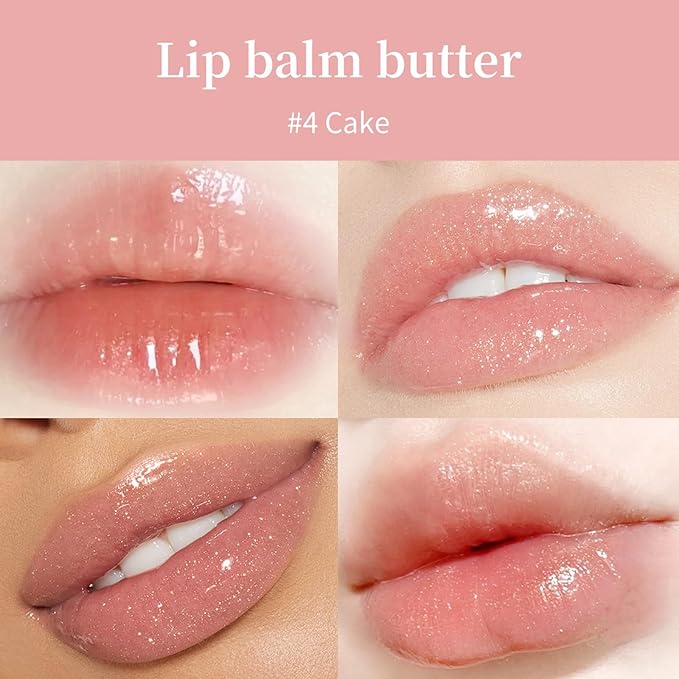 URQT 4PCS Summer Special Lip Butter Balm, Hydrating, Nourishing & Softening Lip Care with Natural Oils & Fruit Extracts, Long-Lasting Moisture, Non-Sticky Shine, Soften Dry Lips Lip Care (4PCS, 4)