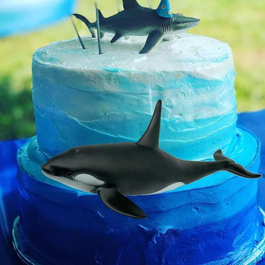 Gemini&Genius Nautical Shark Toy Killer Whale Action Figure, Bathtub Toy, Black, 16 Inches