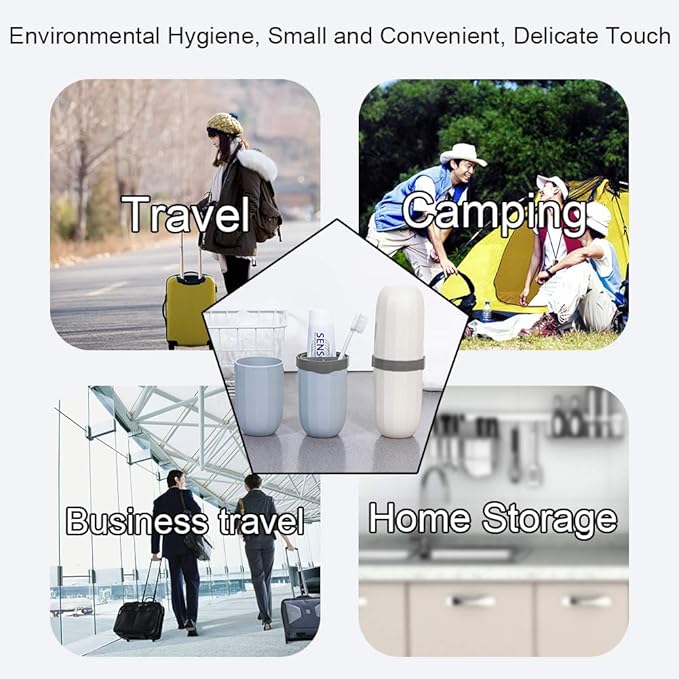 Portable Travel Toothbrush Case,3 in 1 Toothpaste Travel Case Holder Hard Plastic Tooth Brush Container Toothbrush Storage Box for Travel,Business,Home,Camping, School Supplies (Blue)