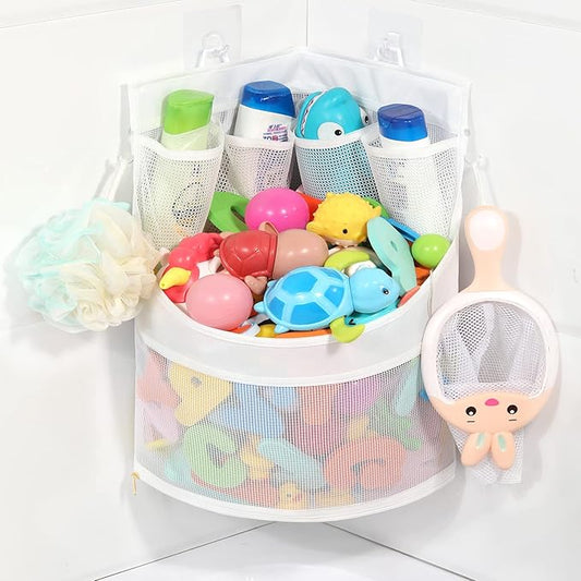 Ligereza Baby Bathtub Toy Storage 17" x 13" Bathtub Toy Holder Mesh Let Baby Bathtub Toys To Dry Faster, Bath tub Toy Organizer For 1-3 Year Old Toddler Bathtub Toys