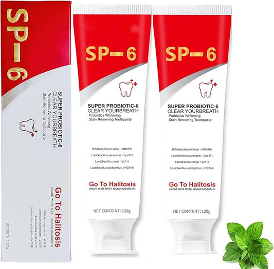 2 Pcs Sp-6 Probiotic Ultra Whitening Toothpaste, Sp 6 Toothpaste, Deep Cleaning Care, Stain Removing, Fresh Breath.