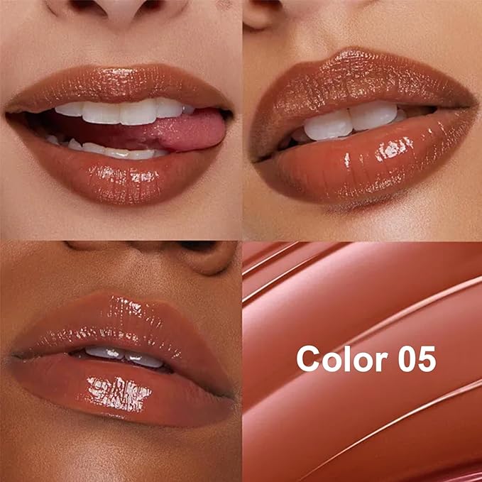 Brown Honey Tinted Lip Stain Lip Balm Lip Gloss Lipstick, Sheer Hydrating Lip Stains Tint, Moisturizing Lip Color for All Skin Tones, Nourishing Lip Balm with a Hint of Natural Black Cherry Tint