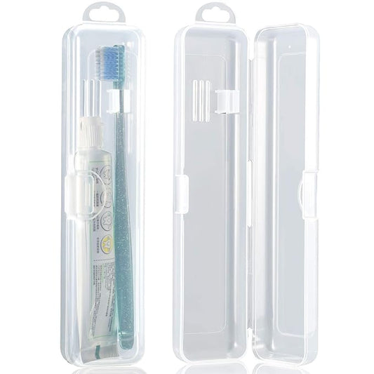 Patelai 2 Pack Travel Size Toothbrush Case Holder Portable Clear Toothbrush and Toothpaste Storage Container Hard Plastic Transparent Carrying Box for Traveling
