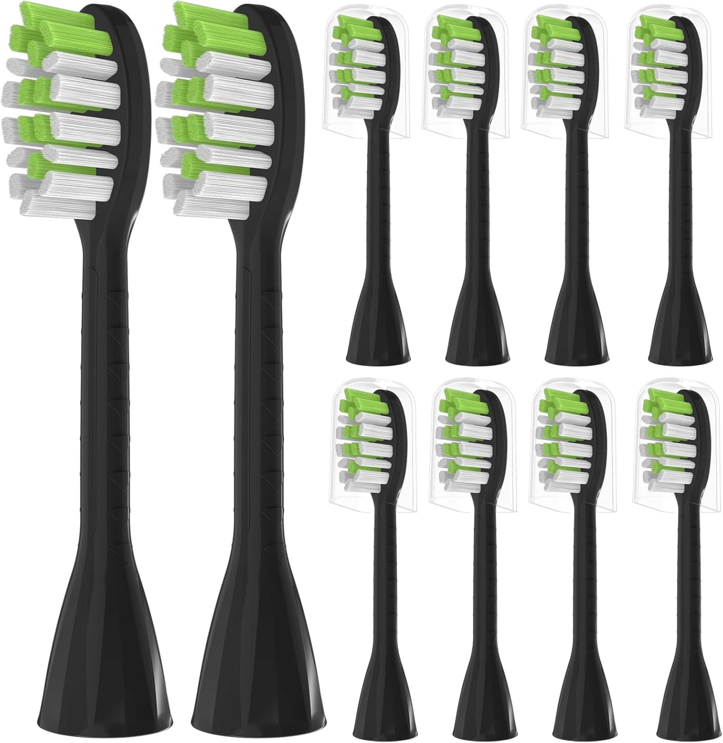 Toothbrush Replacement Heads Compatible with Philips One Series Sonicare Rechargeable Toothbrush HY1200/06 BD1003/AZ, 10 Pack Replacement Heads, Soft Bristles, Black