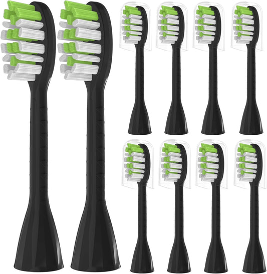 Toothbrush Replacement Heads Compatible with Philips One Series Sonicare Rechargeable Toothbrush HY1200/06 BD1003/AZ, 10 Pack Replacement Heads, Soft Bristles, Black