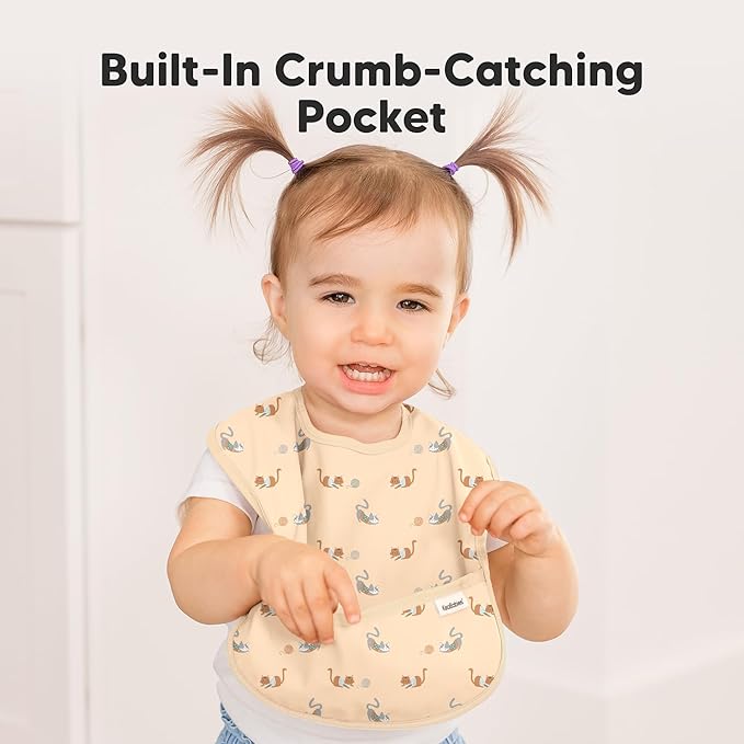 KeaBabies 3-Pack Waterproof Baby Bibs for Eating - Lightweight Toddler Feeding Bibs with Large Food Catcher, Mess Proof, Food-Grade Baby Eating Essentials, Easy to Put On & Clean (Pets & Paws)
