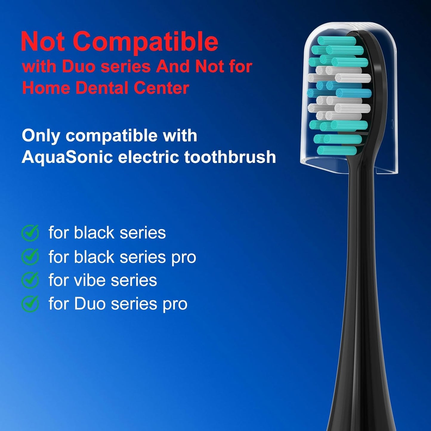 12 Pack Replacement Toothbrush Heads for AquaSonic Black Series & Pro/Vibe Series/Duo Series Pro - Compatible with AquaSonic Electric Toothbrush, Dupont Bristles with Cover-Black
