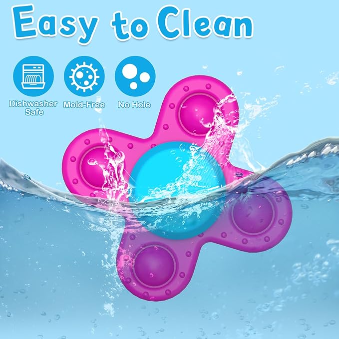 Suction Cup Spinner Toys for 1 Year Old Boy Girl 3PCS Spinning Toys for Toddlers 1-3 Sensory Toys Infant Bath Toys Travel Toys for Babies 10-12 Months, First Birthday Baby Gifts for 1 Year Old