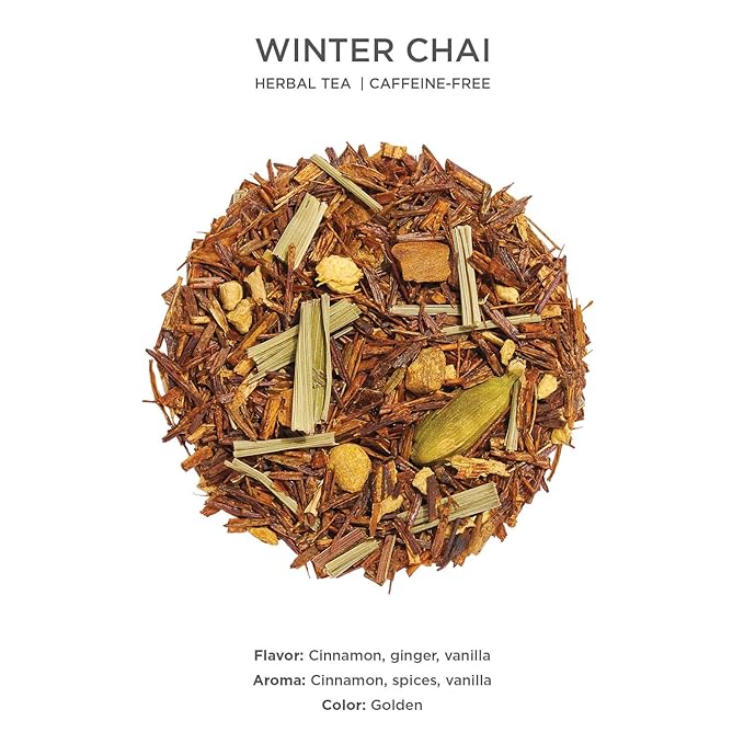 Tea Forte Winter Chai Premium Loose Leaf Caffeine-Free Herbal Tea Blend Canister, Makes 35-50 Cups