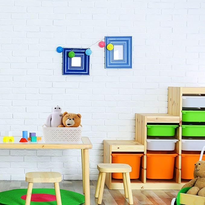 STARVAST 5 Pack Plastic Storage Baskets, Portable White Fish Scale Pattern Hollow Desktop Storage Bin Box with Handle for Kitchen, Bathroom, Kids Room or Nursery Storage – 9.4 x 7.1 x 4.1 inches