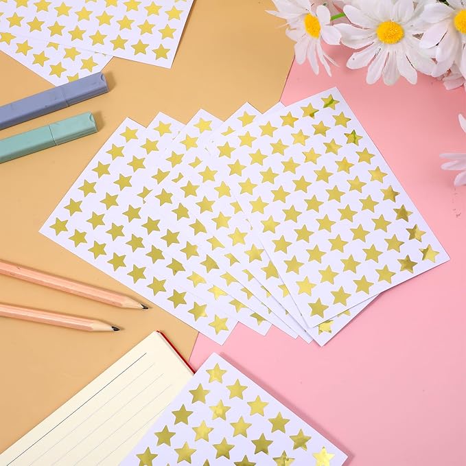 1080PCS Gold Star Stickers, 20 Sheets Reward Stickers for Kids 1.3cm/0.5 Inch Small Stars Sticker Mini Incentive Stars Sticker for Kid School Reward Crafts Decoration