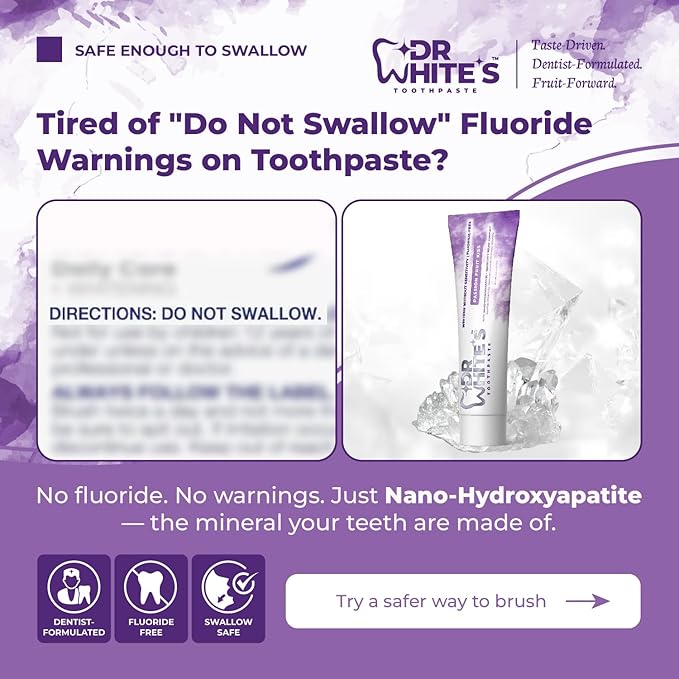 Dr. White’s Fluoride-Free nHA Toothpaste; Dentist-Formulated, Nano Hydroxyapatite + Xylitol, Sensitivity Relief Complex™, Mint-Free, Enamel Safe, Swallow-Safe (3.5 Oz, Passion Fruit Kiss)