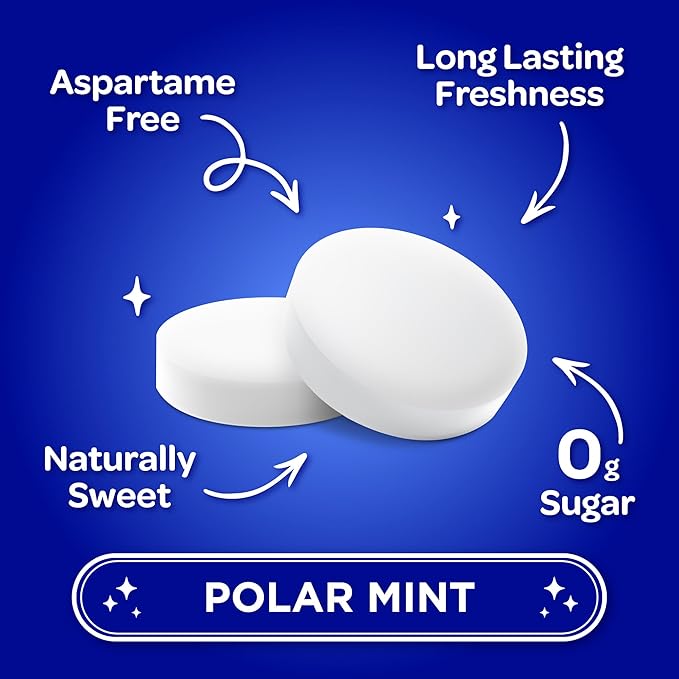 PUR Mints | Aspartame Free Breath Mints | Made with Xylitol | Sugar Free, Vegan, Gluten Free | Natural Polar Mint Flavor | 65 Pieces in Re-Sealable pouch (Pack of 1)