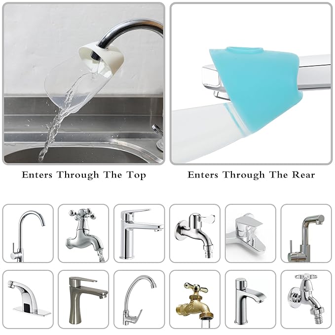 Bathtub Extender 2 Pack Silicone Faucet Extender for Kids Kitchen Sink Bathtub Spout Baby Bathroom Faucet Extenders for Kids Hand Washing Faucets Extenders Fit for Most Faucets