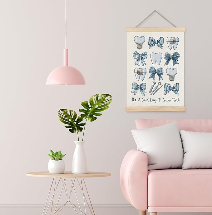 Yomisex Dentist Gifts Wall Art Poster, Dental Hygienist Assistant Office Gifts for Women, Blue Teeth Stuff Wall Art Framed for Dentist Office Home Decor, 12x16 Inch-(Blue)