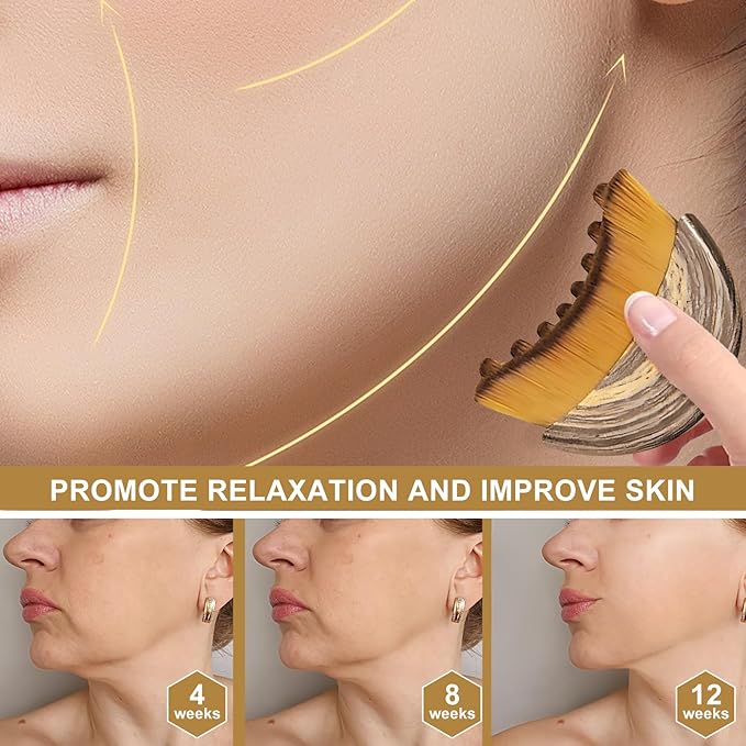 2PCS Lymphatic Contour Face Brush - Ultra-Soft Bristles for Chin & Jawline Sculpting, Facial Lymphatic Drainage Massager, Ergonomic Design