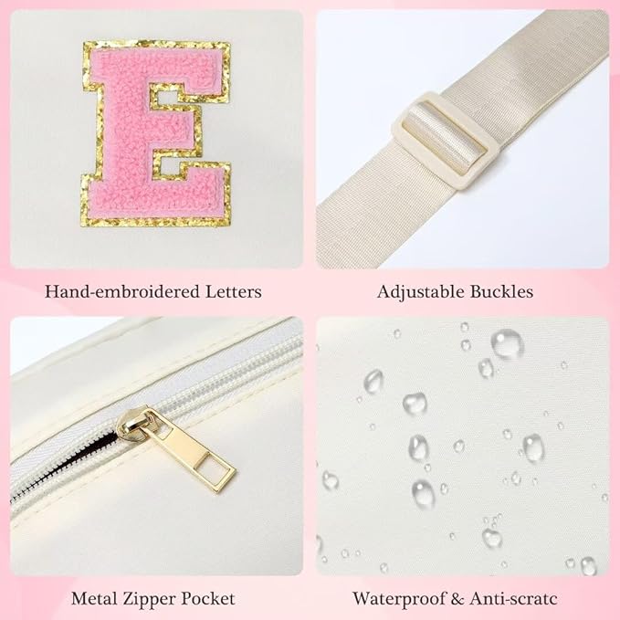 YOOLIFE Initial Crossbody Bag Fanny Pack for Girls Kids, Purse for Little Girl Everywhere Belt Bag Personalized Girls Christmas Gifts Stocking Stuffers, Beige M