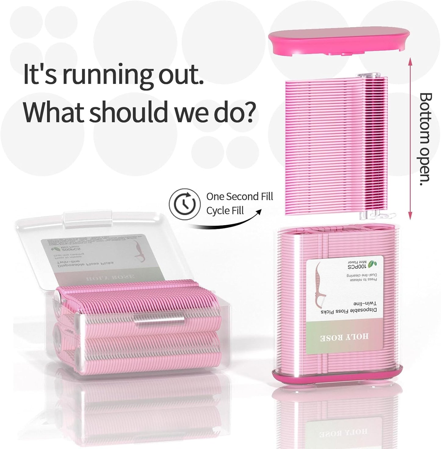 Holy Rose Dental Floss Dispenser with 100 Picks - Flossers Case with 200 Floss Sticks,Mint Flavored,Dual-Line Design,is Perfect Tool for Teeth Cleaning