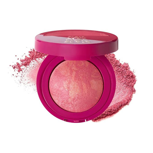LAURA GELLER NEW YORK Holiday 2025 Limited Edition Baked Blush-n-Brighten Marbleized Blush - Skyline Sunset - Pink Color for Cheeks (01 Skyline Sunset)