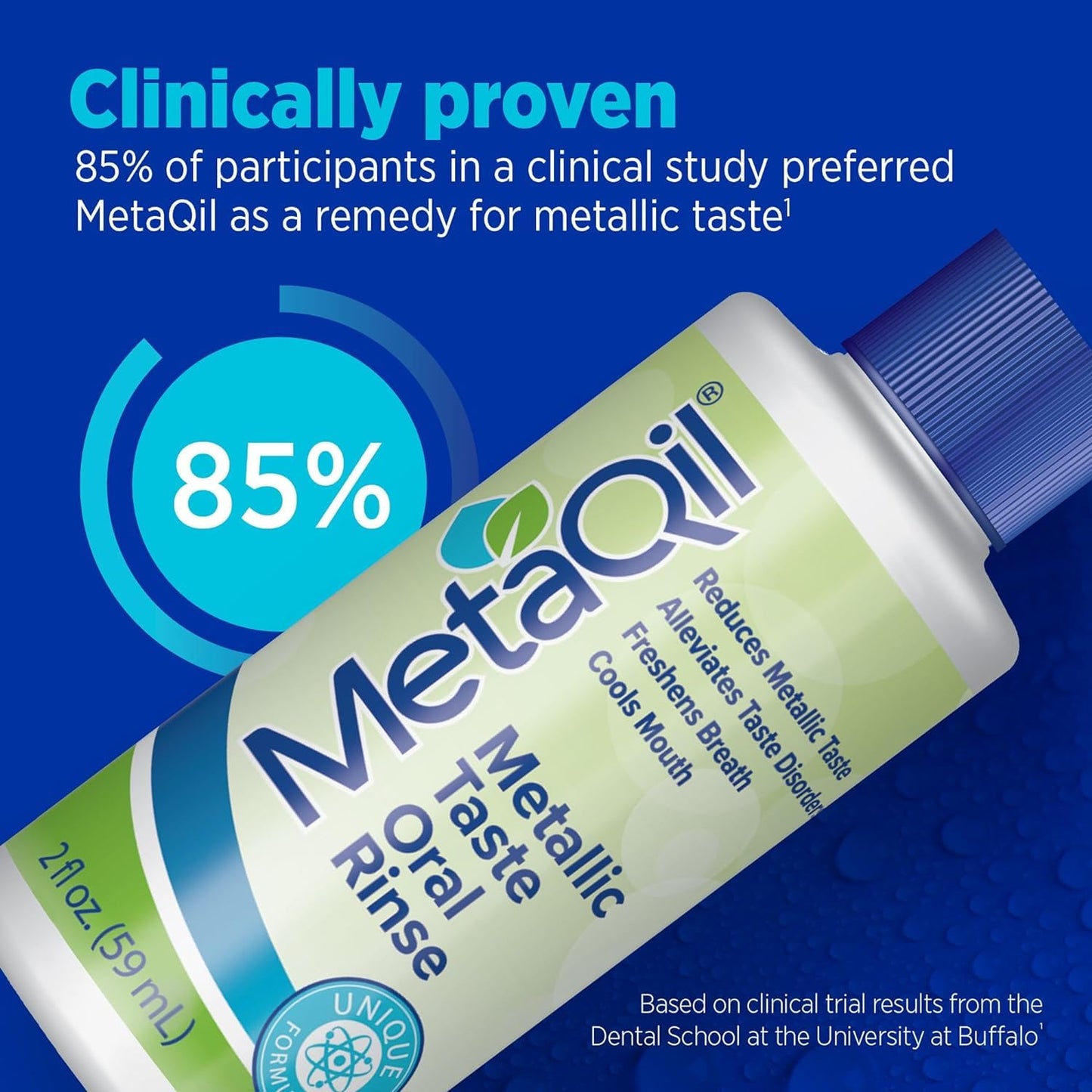 MetaQil Oral Rinse, Proven to Relieve Metallic, Bitter and Other Taste Disorders, Made from 8 Core Ingredients, Cools and Freshens Breath, Travel-Friendly Bottle, 1 Count