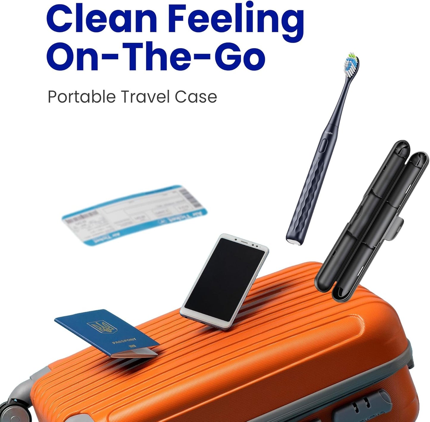 7AM2M Sonic Electric Toothbrush for Adults & Kids, with Travel Case&2 Brush Heads, 1 Charge for 90 Days, Type-C Rechargeable Sonic Toothbrush, Compact Design for Daily/Travel Use - Navy