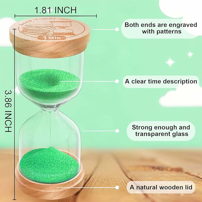 20 Minute Sand Timer Hourglass, Beech Wood Hourglass Sand Clock, Small Wooden 20 Min Hour Glass, 20 Minutes Sandglass, Reloj De Arena, Classroom, Game, Kitchen, Home, Office, Decorative