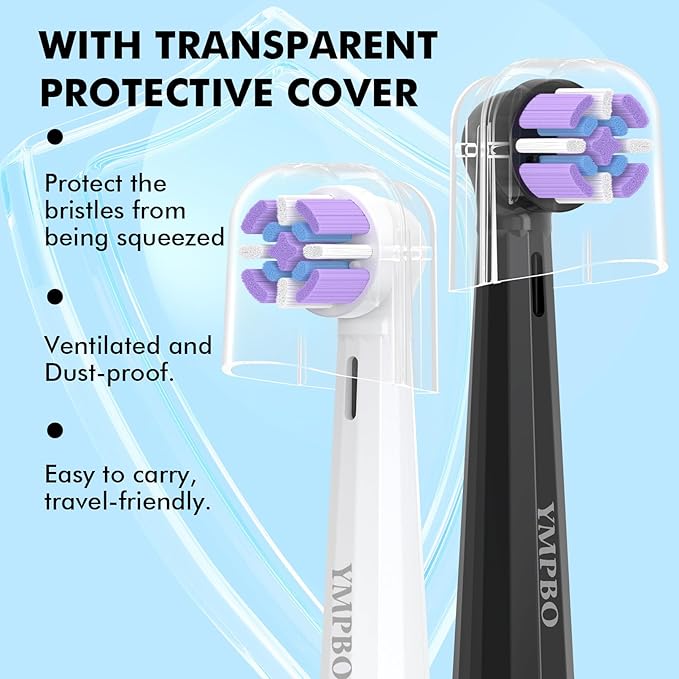 Pack of 6 Replacement Heads Compatible with Oral B iO 10 9 8 7 6 5 4 3 Series Electric Toothbrush, Medium Brush Heads, White