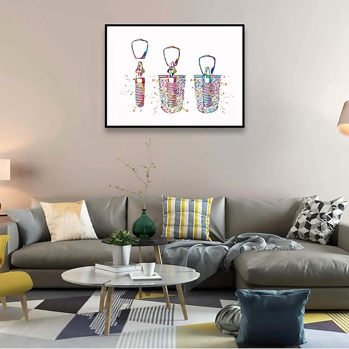 HFKSRJGW Medical Art Decor,Dental Implant Watercolor Print Tooth Anatomical Art Dental Clinic Decor Dentistry Student Science Graduaiton Dentist Gift Doctor Art,16"x24"Framed Wall Art