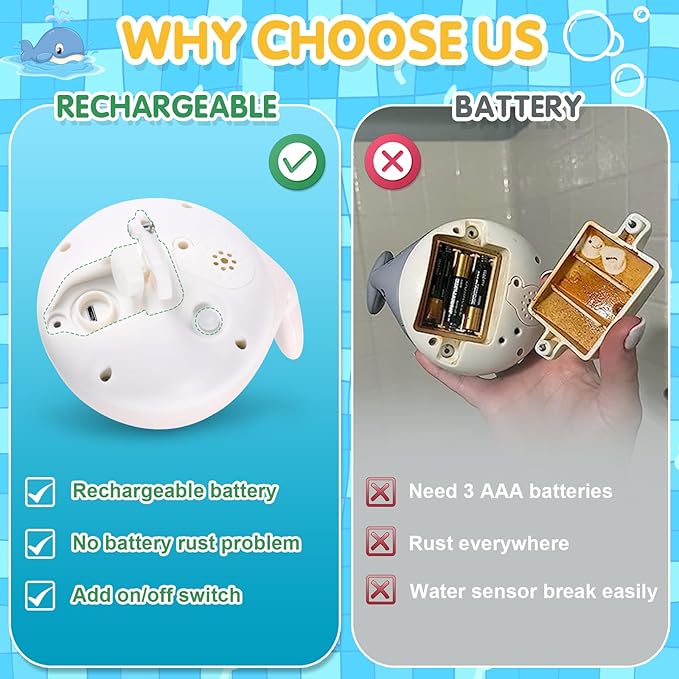 Baby Bath Toys for Kids Ages 1-3, Christmas Stocking Stuffers 1 2 3 Year Boy Girl Gift, Whale Bath Toy Sprinkler Light up Bath Toys for Babies 6-12 Months, Toddlers Bathtub Toys Newborn Birthday Gifts