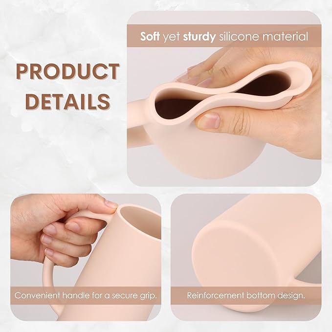 Baby Bath Rinse Cup, Food Grade Silicone Body Washing Rinser Cup (Pink)