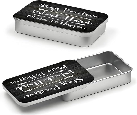 Portable Dental Floss Case, Refillable Cute Travel Floss Dispenser for Men & Women, Pocket Travel Floss Picks Case for Purse, Backpack, Bag Black Stay Positiver