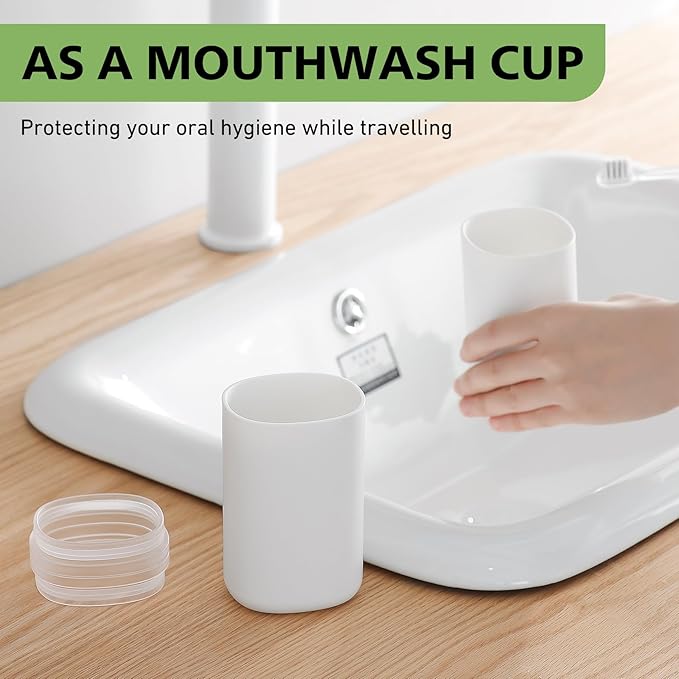 Baluca Travel Toothbrush Case, Portable Tooth Brush Holder and Toothpaste Cover Container with Mouthwash Cup, Compact Oral Clean Tools Organizer for Traveling/Camping/School/Home (White, Extra Large)