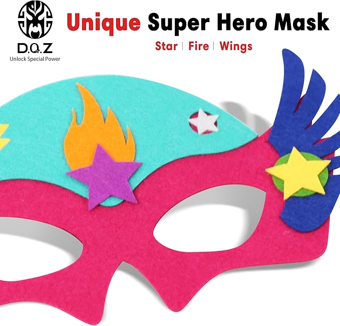 D.Q.Z Star Superhero Cape and Mask for Kids Dress Up Costume, Super Hero Toys for Boys Girls Halloween Party Favors