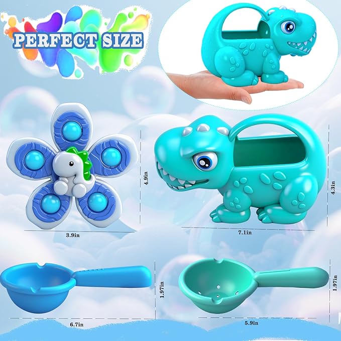 Baby Bath Toys for Kids Ages 1-3, Dinosaur Watering Can for Toddler, Beach Sand Toys Garden Play Time, Bathtub Toys Swimming Pool Toys for 1 2 3 4 5 6 Years Old Girls Boys（4 Pack）