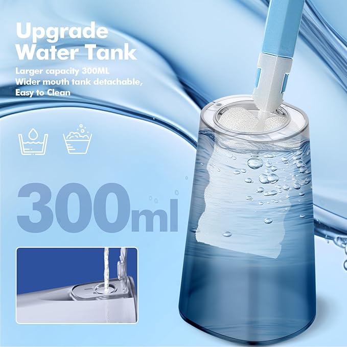 Water Flosser Teeth Pick: 5 Modes Cordless Water Dental Floss 300ML Portable Rechargeable IPX7 Waterproof Electric Water Flossing Cleaning Picks with 6 Jet Tips Oral Irrigator Cleaner, White