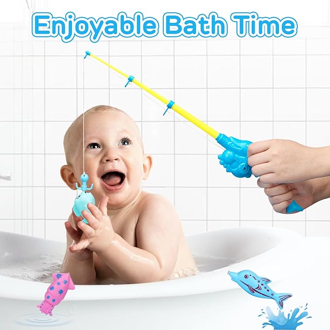 TOY Life 2-Player Magnetic Fishing Game for Kids 3-5 - Toddler Fishing Pole Set with Fish Toys - Bath & Pool Toys - Water Table Accessories - Educational Fishing Toy Rod for Boys Girls