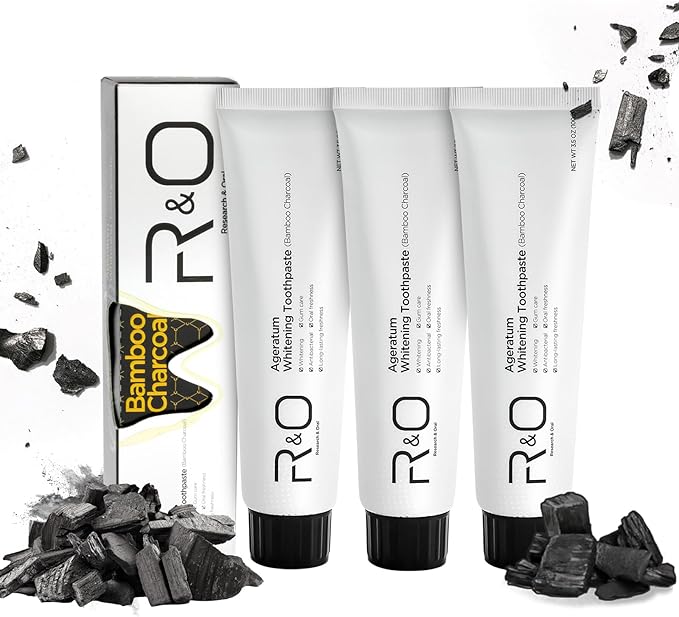 R&O Ageratum Whitening Toothpaste with Bamboo Charcoal, 3.53 oz - Great for Teeth Whitening, Reduces Plaque, Removes Stubborn Stains, Promotes Oral Health, Long - Lasting Fresh Breath (3)