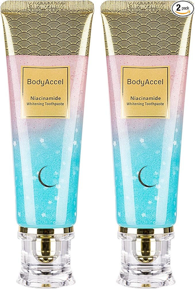 BodyAccel Niacinamide Whitening Toothpaste – Natural Whitening Toothpaste with Niacinamide, Gentle Formula for Brighter Teeth & Fresh Breath, 2-Pack (2)