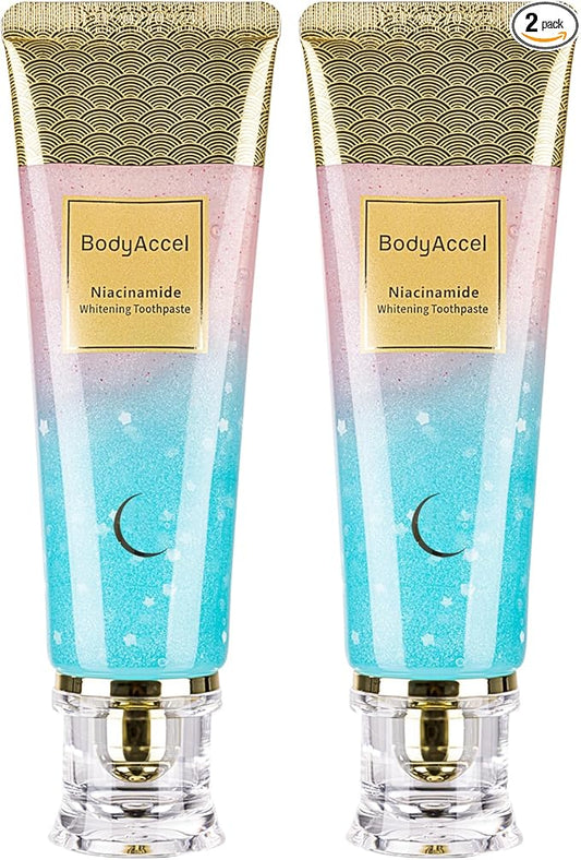 BodyAccel Niacinamide Whitening Toothpaste – Natural Whitening Toothpaste with Niacinamide, Gentle Formula for Brighter Teeth & Fresh Breath, 2-Pack (2)