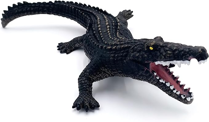 Gemini&Genius Crocodile Toys, Wildlife World Soft Plastic Animals Jungle Animal Alligator Action Figure Great for Educational, Cake Topper, Swim, Bath Toys, Stocking Stuffers for Kids