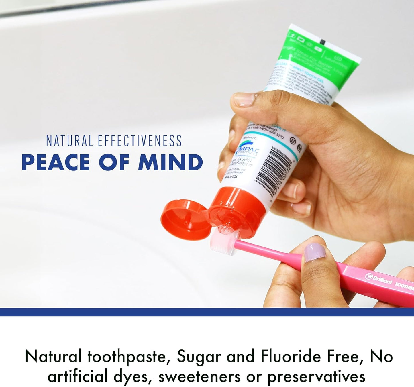 Brilliant Toothpaste Gel by Spry, with Xylitol, Fluoride Free, Mint Free, Safe If Swallowed, Natural, Original, 3 oz, 2pk