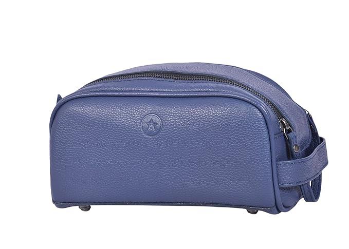 10" Premium Leather Toiletry Travel Pouch With Waterproof Lining Black Color | King-Size Handcrafted Vintage Shaving Kit By Aaron Leather Goods