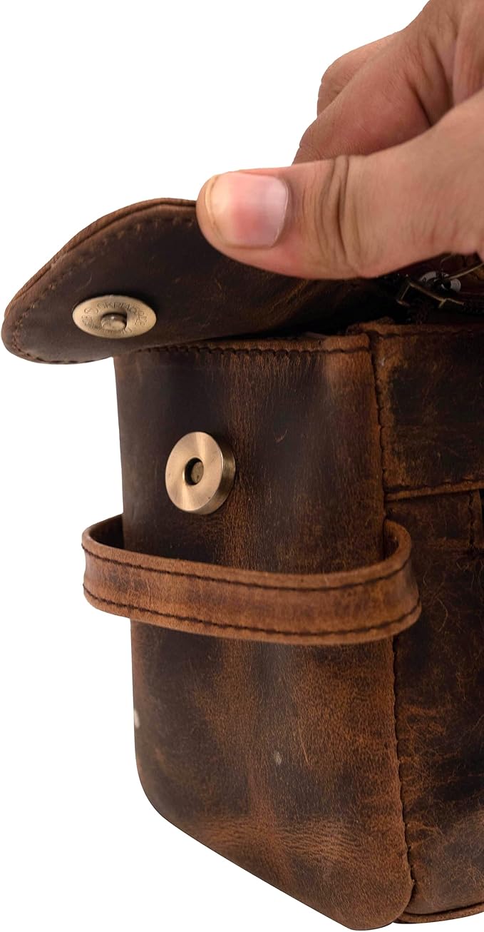 Men's Toiletry Bag, Travel Toiletry Bag for Men, Large Leather Dope Kit for Men, Shaving Bag for Travel Accessories, LargeMens Toiletries Bathroom Organizer, Shaving kit, Dopp kit(Brown)