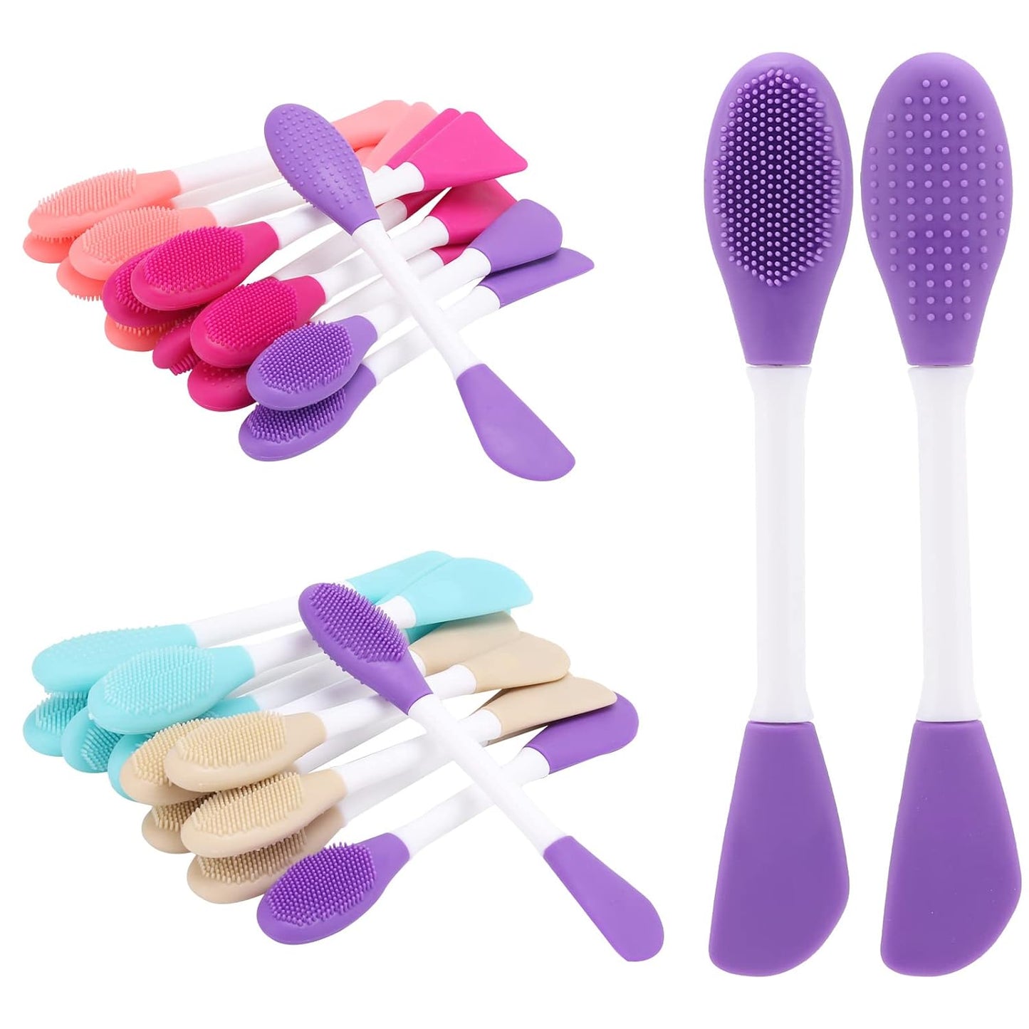 20 Pcs Silicone Face Mask Applicator, 2 in 1 Double-Sided Facial Scrubber Brush Tool, Double-Head Manual Cleansing Brush for Deep Gentle Exfoliating