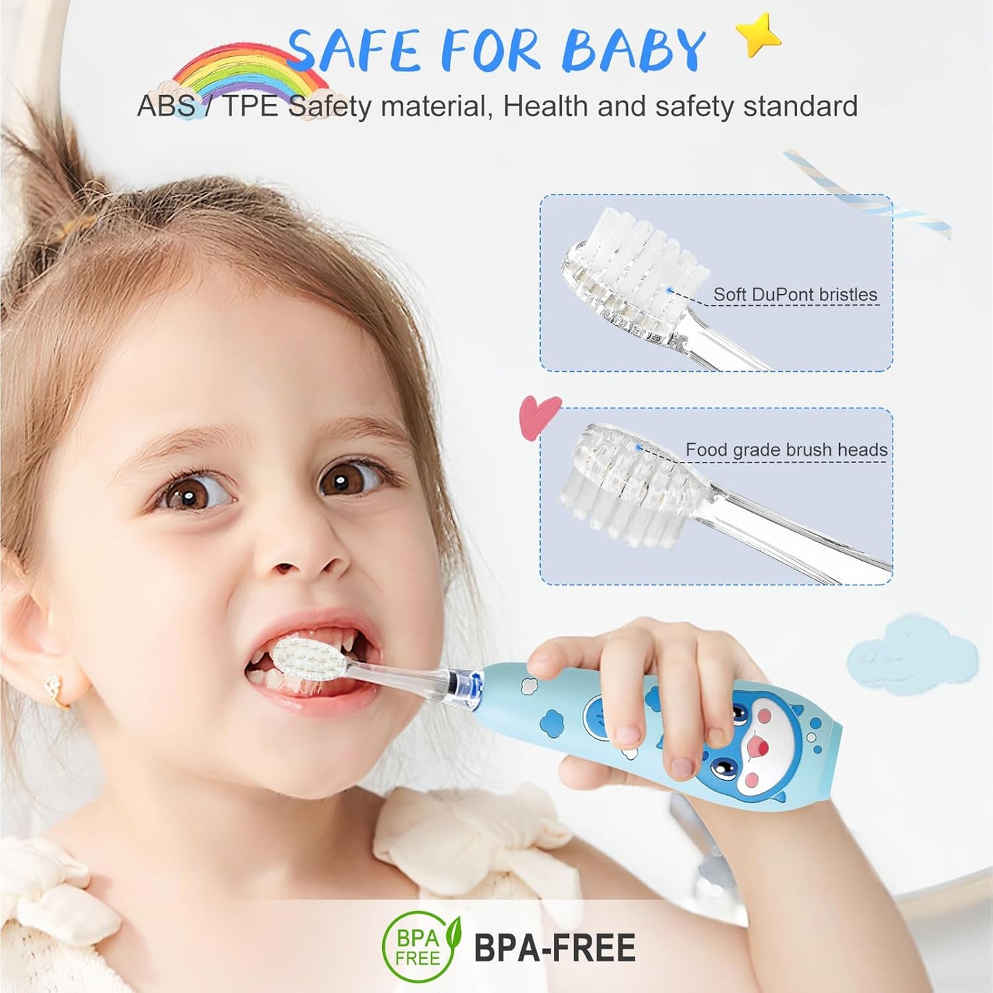 TEETECK 5 Pack Kids Toothbrush Replacement Heads Compatible with SEAGO- 513/977/EK6,Compatible with Brush-Baby WildOnes/KIDZSONIC（Not BabySonic Series）,Compatible with Dada-Tech-BB1/977/K6