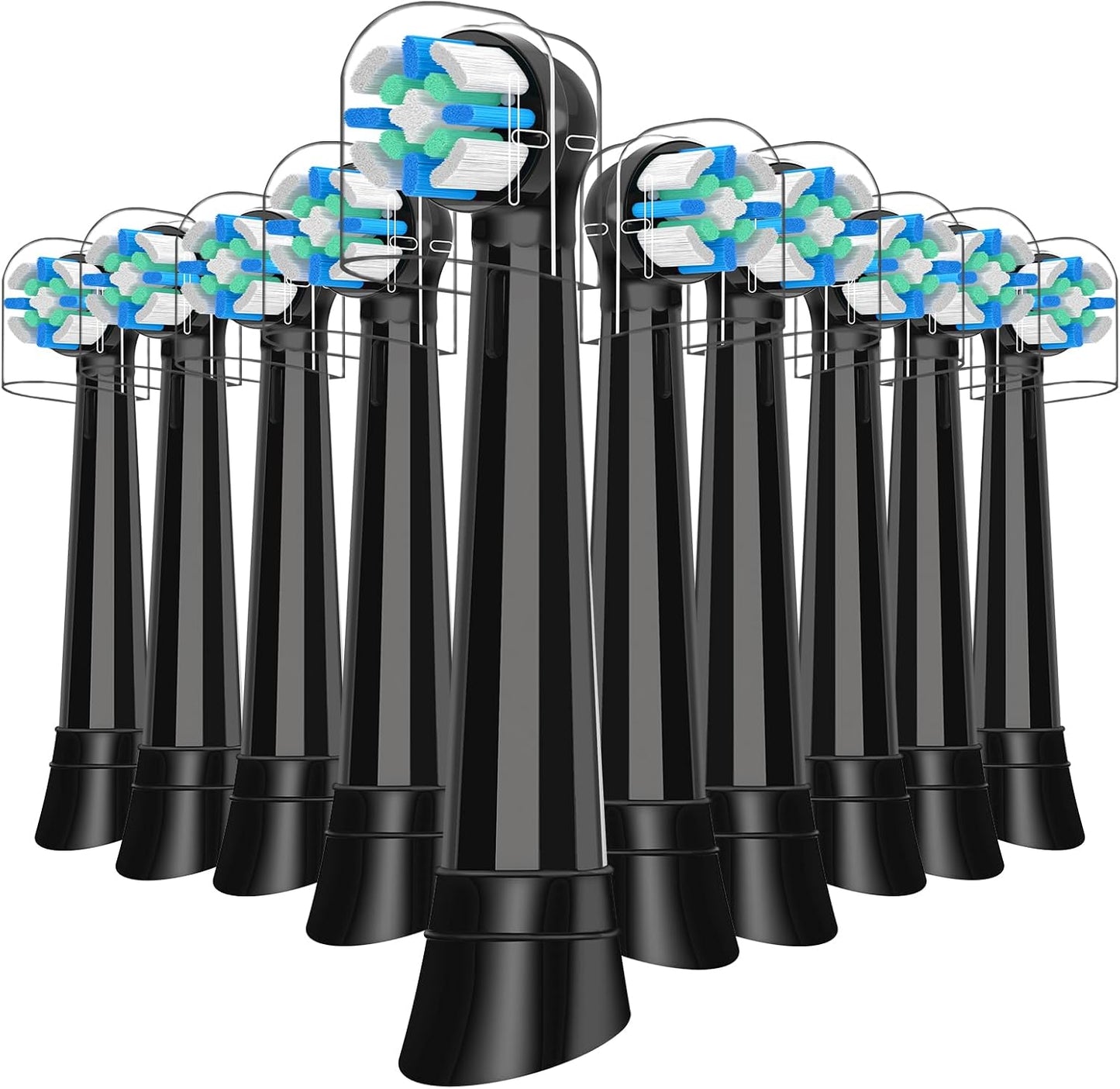 10 Pack Replacement Heads Compatible with Oral B IO 2/3/4/5/6/7/8/9/10/Deep Clean Series Electric Toothbrush, Brush Heads Compatible with Oral B IO for Teeth Cleaning (Black)