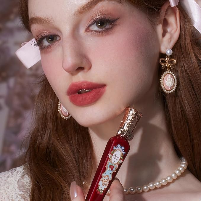 Flower Knows Strawberry Rococo Cloud Lip Cream,Long Lasting Rosy Terracotta Matte Lipstick,Hydrating Lip Stain,Transfer & Smudge Proof Velvet Liquid Lipstick for Girl&Women,0.12 Fl Oz(S07 Lychee Tea)