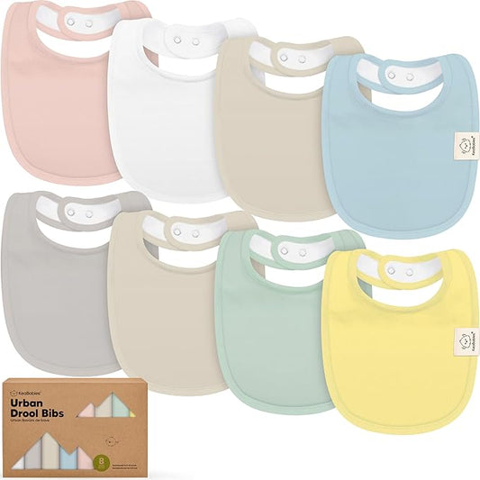 8-Pack Organic Baby Bibs for Boys, Girls - Soft Cotton Drooling and Teething Bibs for Baby Girl & Boy, Extra Absorbent, Easy To Clean & Put On for Toddler, Newborn, Infant 0-24 Months (Dawn)