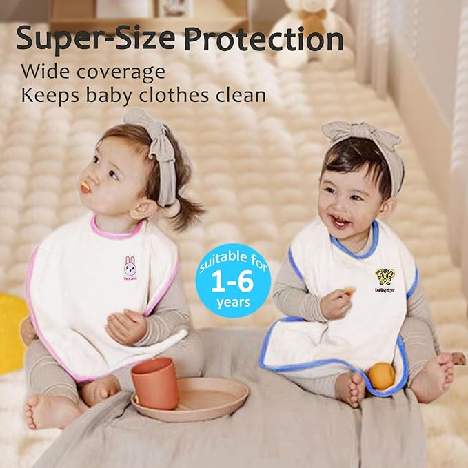 Bibs,Extra large bibs for Toddlers, Towel Bibs,Waterproof and super absorbent.